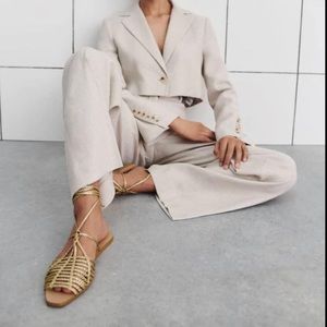 Zara gold flat sandals- 39